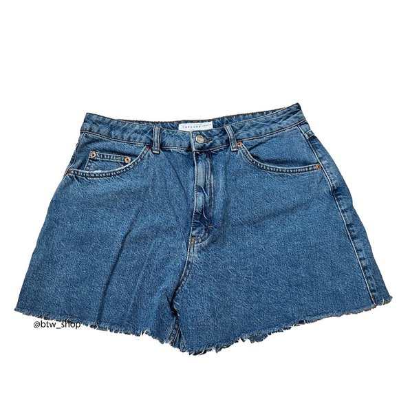 Topshop A Line Denim Mom Shorts Size 10 - Picture 3 of 5